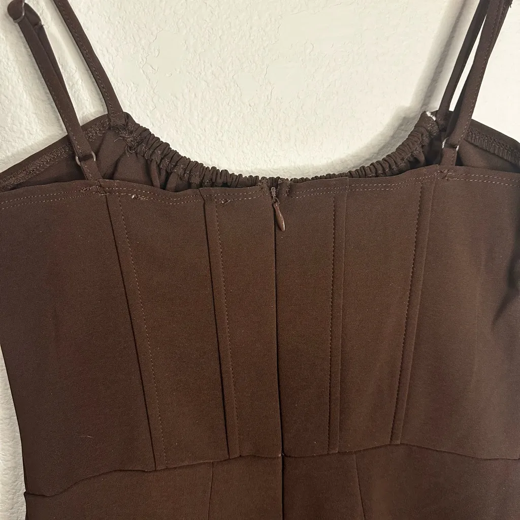 Tic Toc Brown Milkmaid Corset Bodycon Mini Dress - Image 6