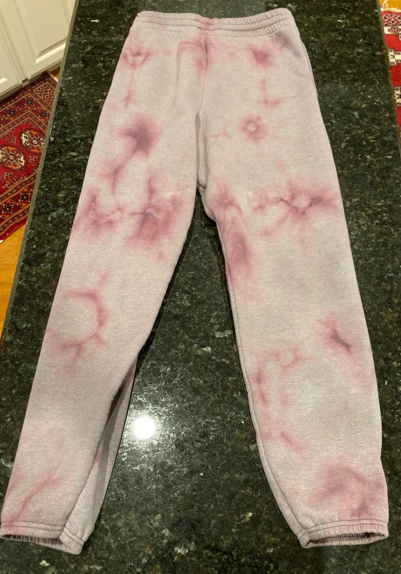 Custom Lightly Tie Dyed Sweatpants Blue Size M - Image 2