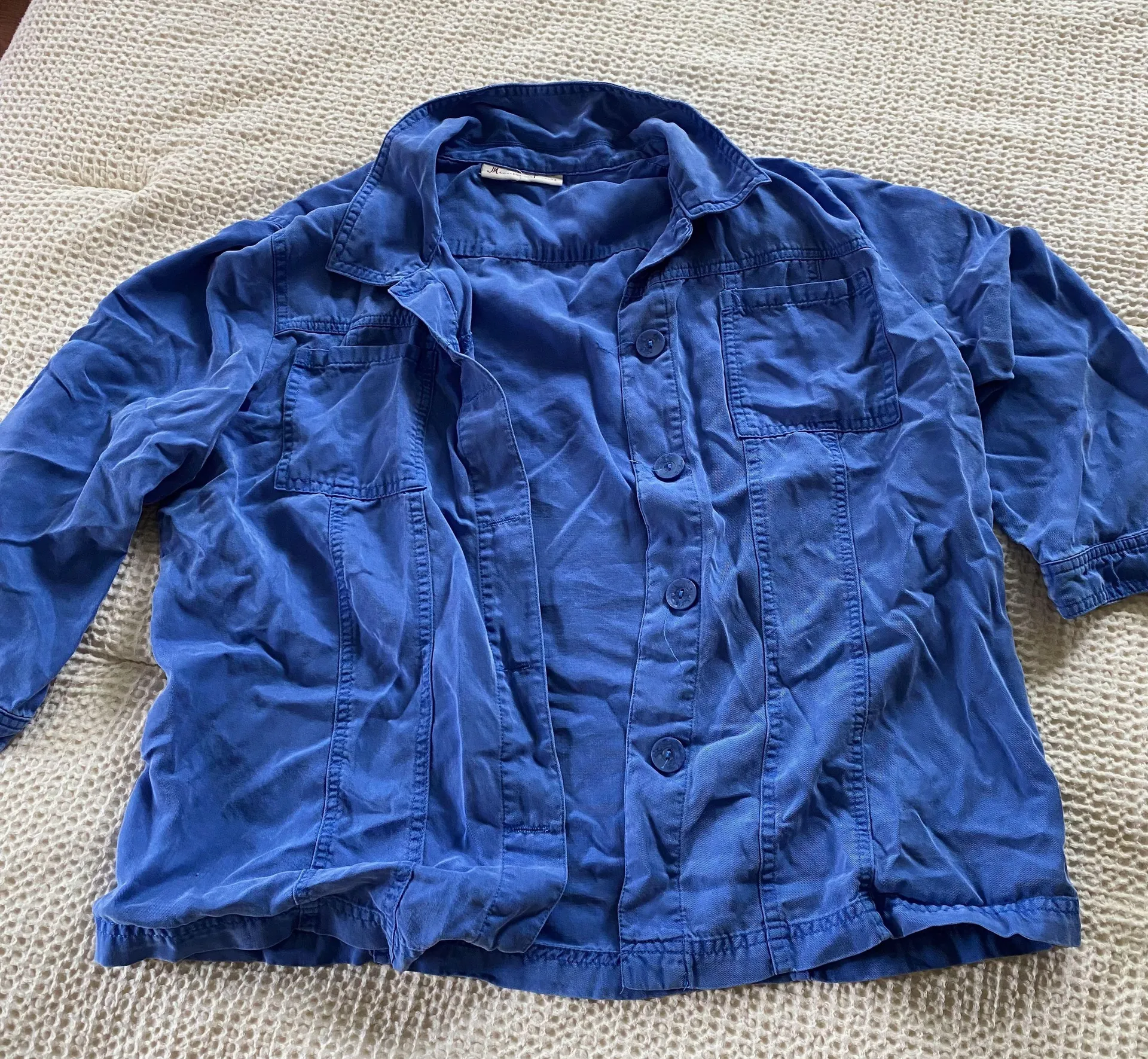 JM Collection Blue Button Down Top - Image 3