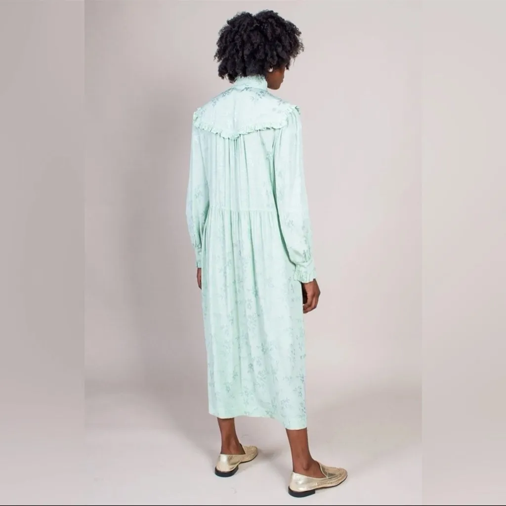 Raquel Allegra Luna Ruffle Neo Victorian Poet Dress Mint Green Size 3 - Image 6