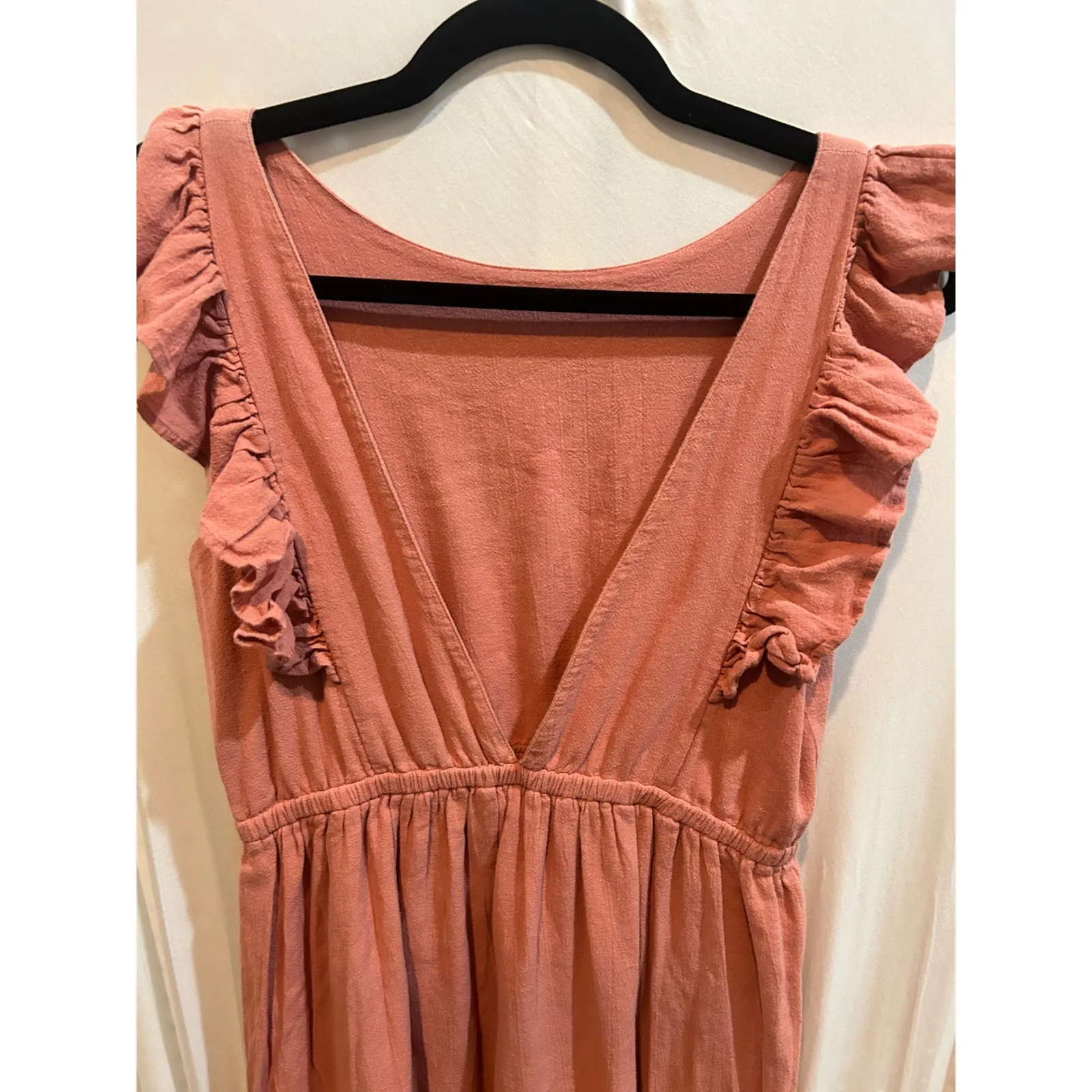 ba&sh Women's Ruffle Sleeve Midi Dress V-Neck Sleeveless Casual Pink‎ Medium - Image 6