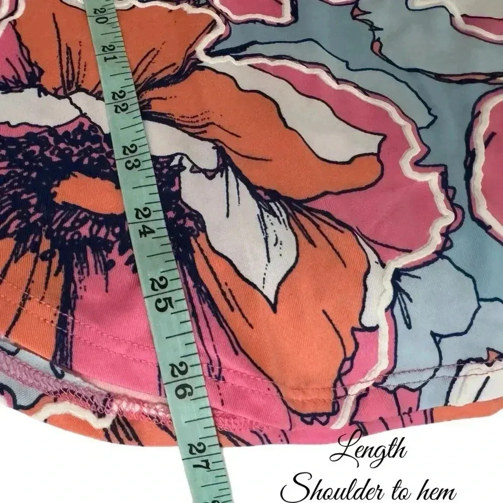 RUBY RD Pink Tropical Floral Blouse 3/4 Flutter Sleeve Size Small Top New - Image 13