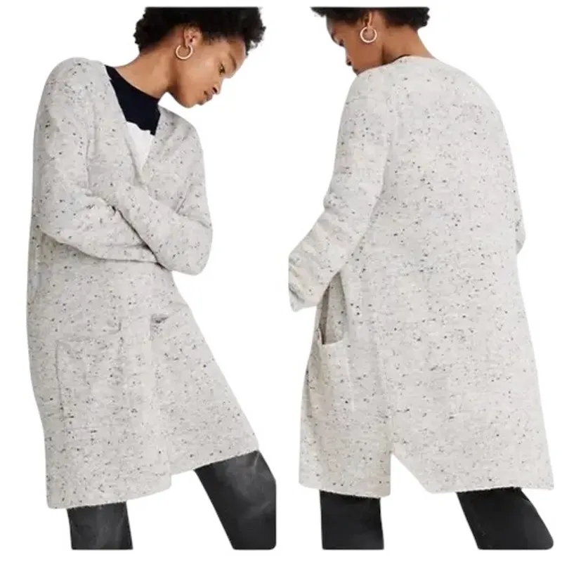 Madewell Donegal Kent Cardigan Sweater Womens S Gray Open Front Speckled Wool - Image 2