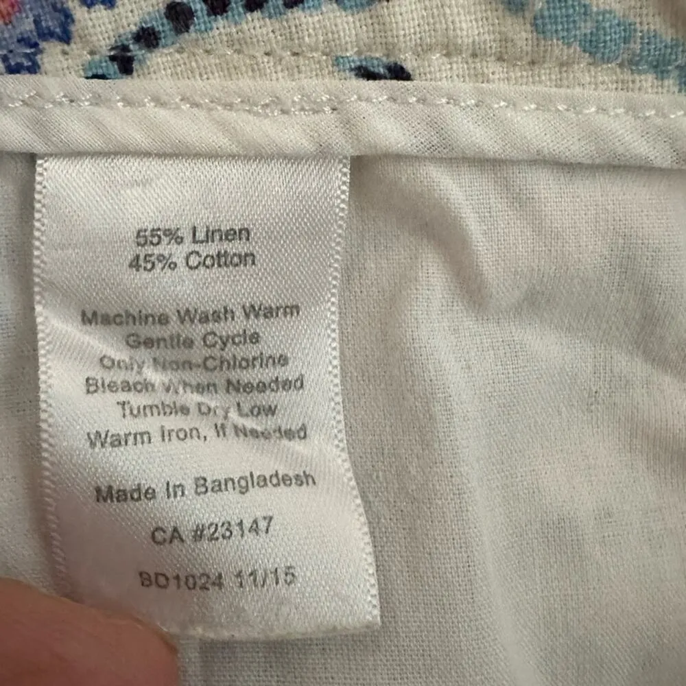 Talbots Linen Paisley Shorts 6.5” Blue White Preppy Vacation Coastal Nautical - Image 6