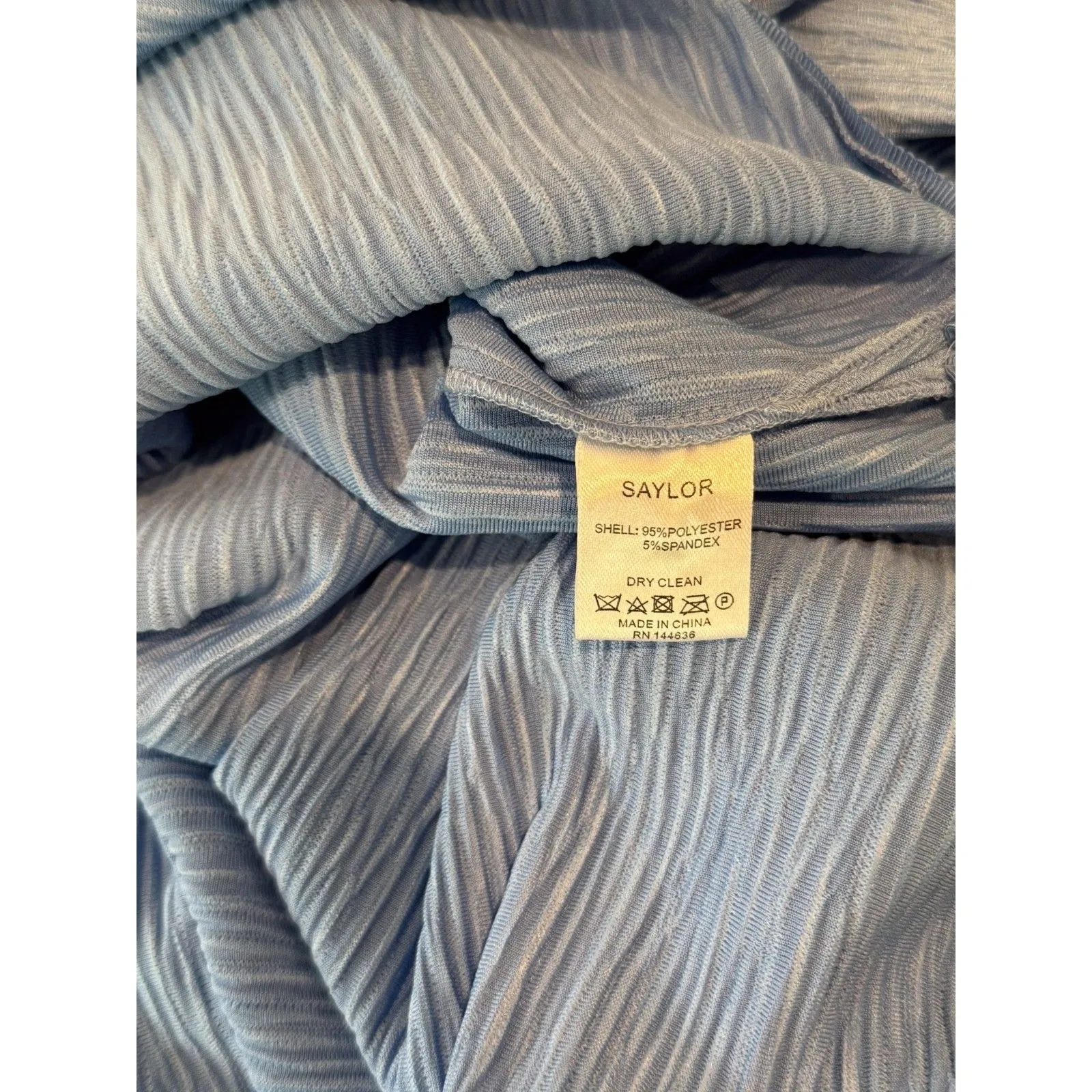 NWT Saylor Dress Blue Fione Plisse Maxi Crinkle Pleat Blouson Slit Stretch XS - Image 12