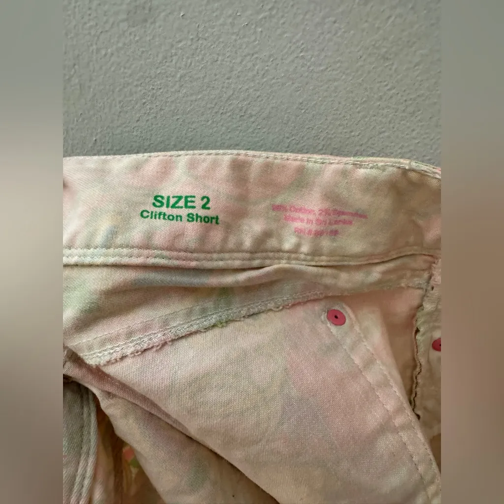 Lilly Pulitzer Clifton Denim‎ Shorts Pink Green Multi Size 2 - Image 4