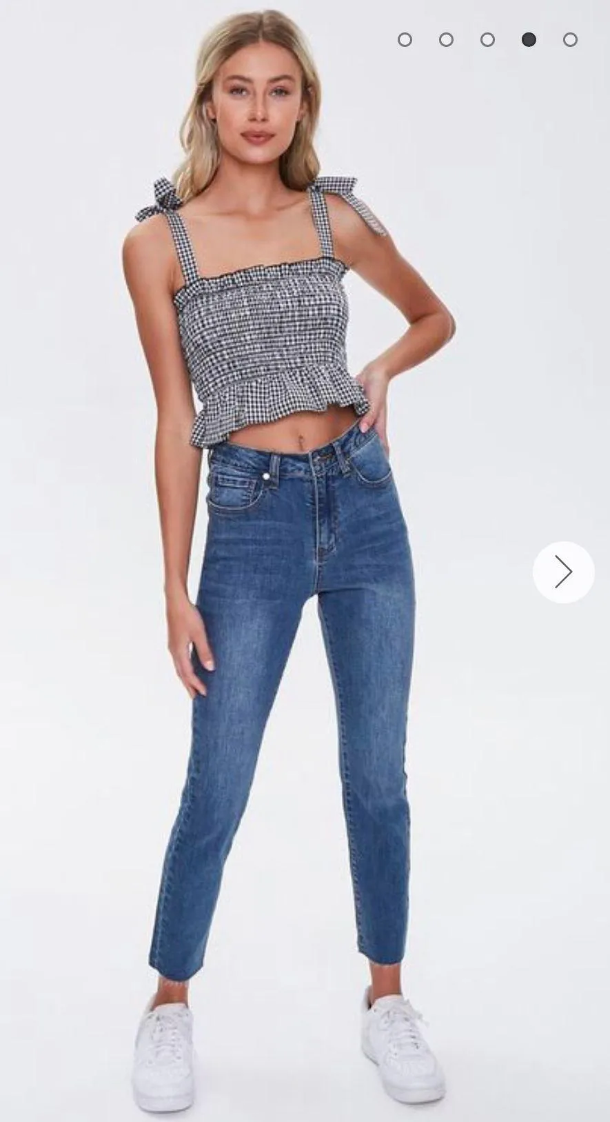 Gingham Tie Strap Crop Top - Image 2