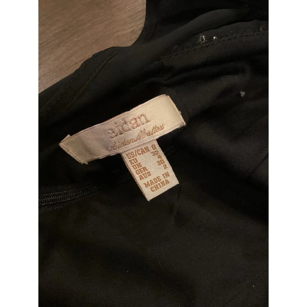 Aidan Mattox Illusion Sequined Sheath Mini Dress Sleeveless Black Gold US 0 - Image 10