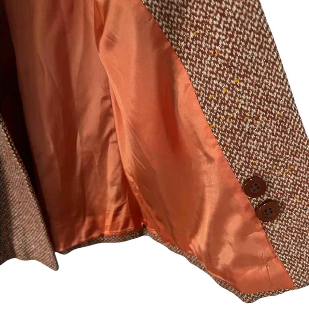 Vintage Marvin Richards Tweed Pea Coat Wool Fur Collar Classic Timeless Size S - Image 7