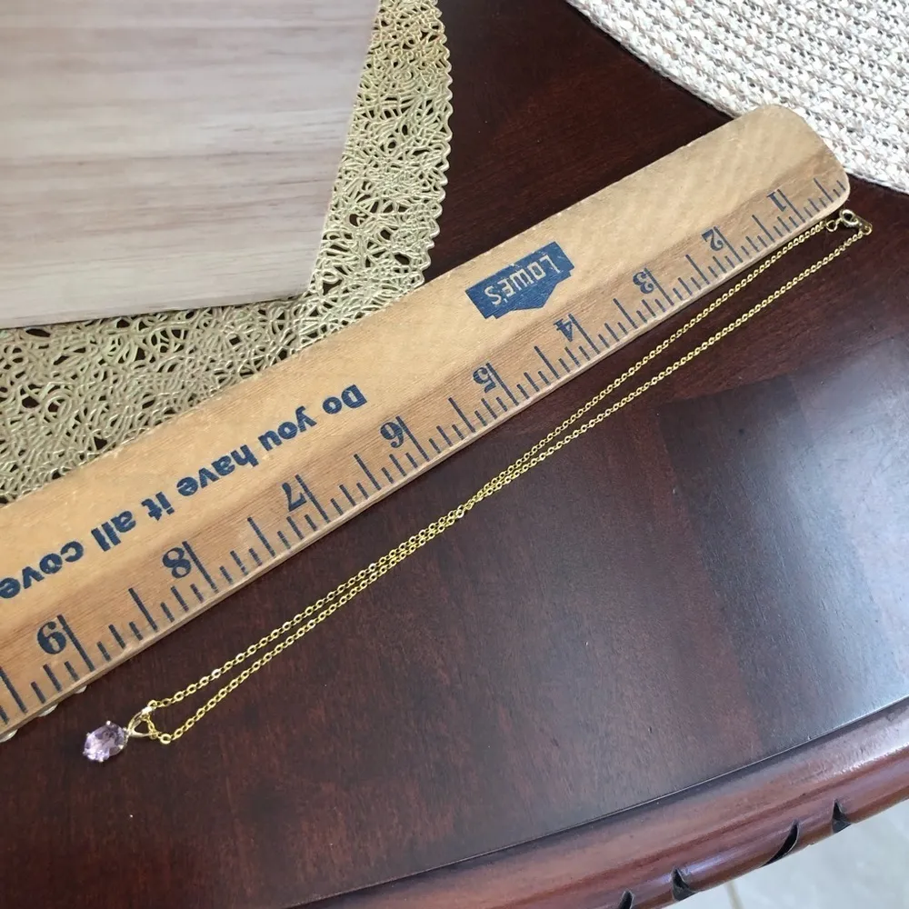 Gold Tone Chain Lilac Stone Necklace - Image 2