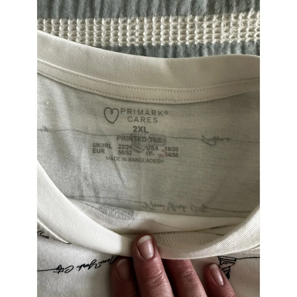 NWOT Primark Cares 100% Cotton Crewneck T-shirt Micro Landmarks T-shirt 2XL - Image 4