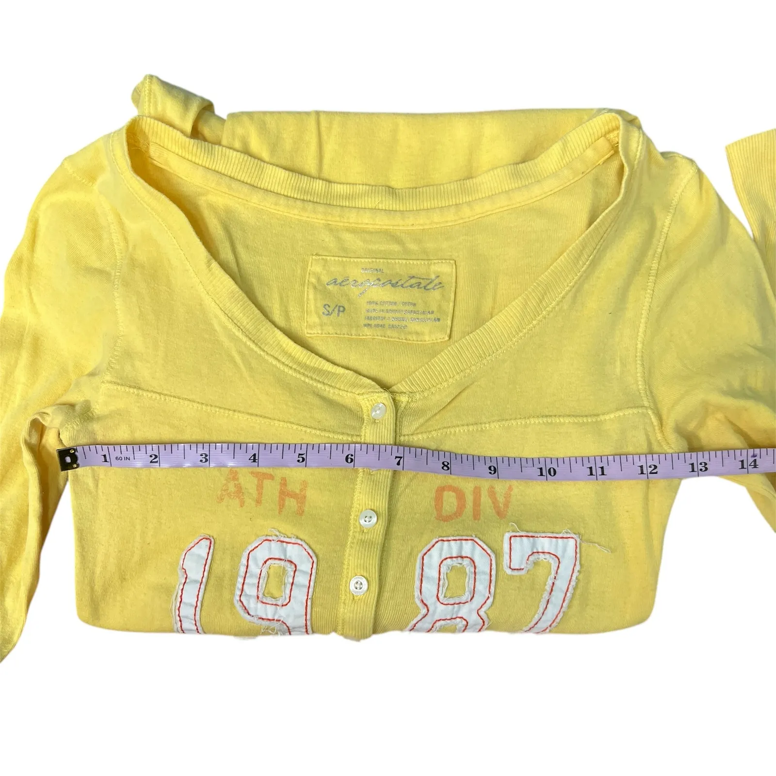 Aeropostale Y2K Embroidered Henley Top Womens Small Grunge Retro Preppy Beachy - Image 10