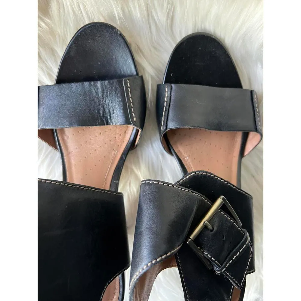 Clarks Artisan Black Heeled Sandals with Strappy Buckle Detail Size 7 - Image 2