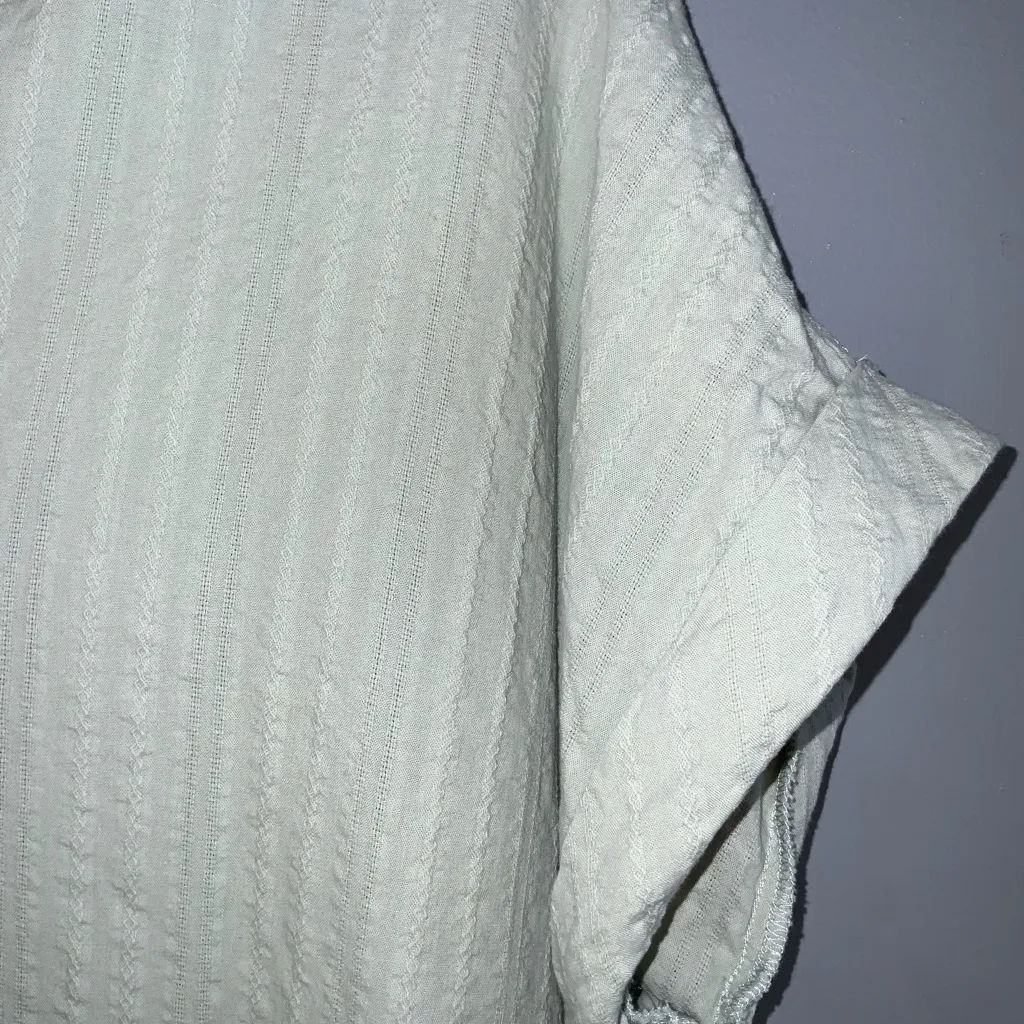 Matty M Ladies' Sage Cotton Popover Top Short Sleeve Notched Neck Large Green - Image 5