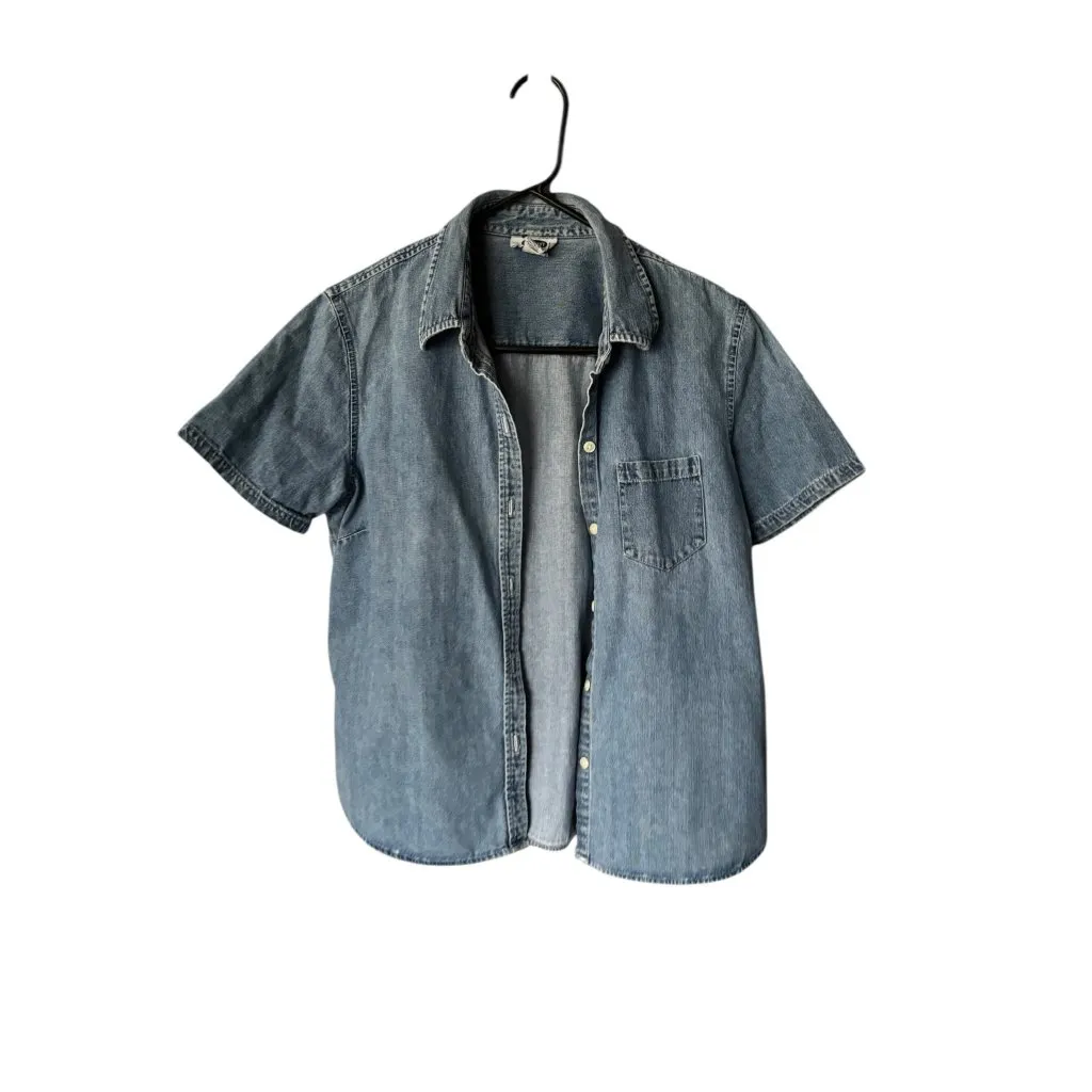 Old Navy Women's Denim Short Sleeve Button Down Top - Image 2