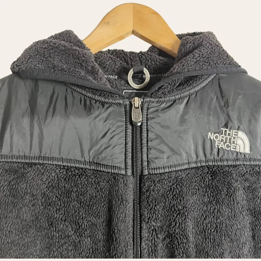 The North Face Black Oso Hybrid Hooded Fleece Fuzzy Zip Up Jacket Size S - Image 3