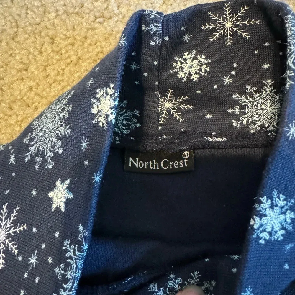 Northcrest‎ snowflake Christmas turtle neck Blue Size L - Image 2