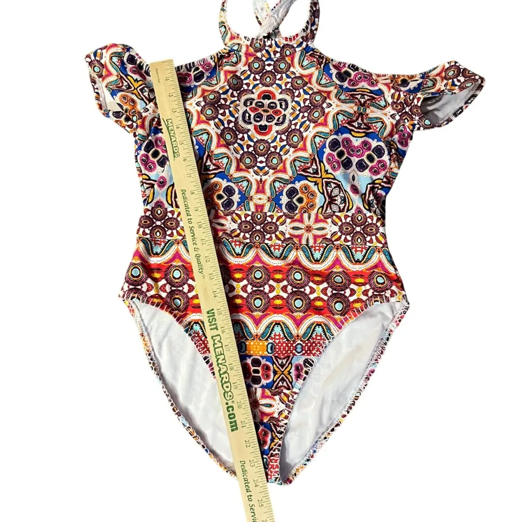 Reaction Kenneth Cole Swimsuit XL Off Shoulder Geometric Print New No Tags Attac - Image 9