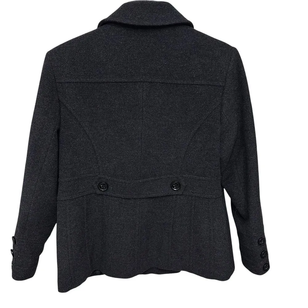 St. John's Bay Women Sz L‎ Grey Wool Cashmere Blend Double-Breasted Peacoat VTG - Image 5