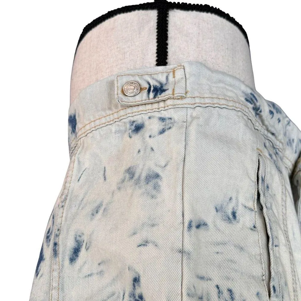 Free People Small Rumors Jean Jacket Button-Up Jones Tie-Dye Long Sleeve Pockets - Image 7