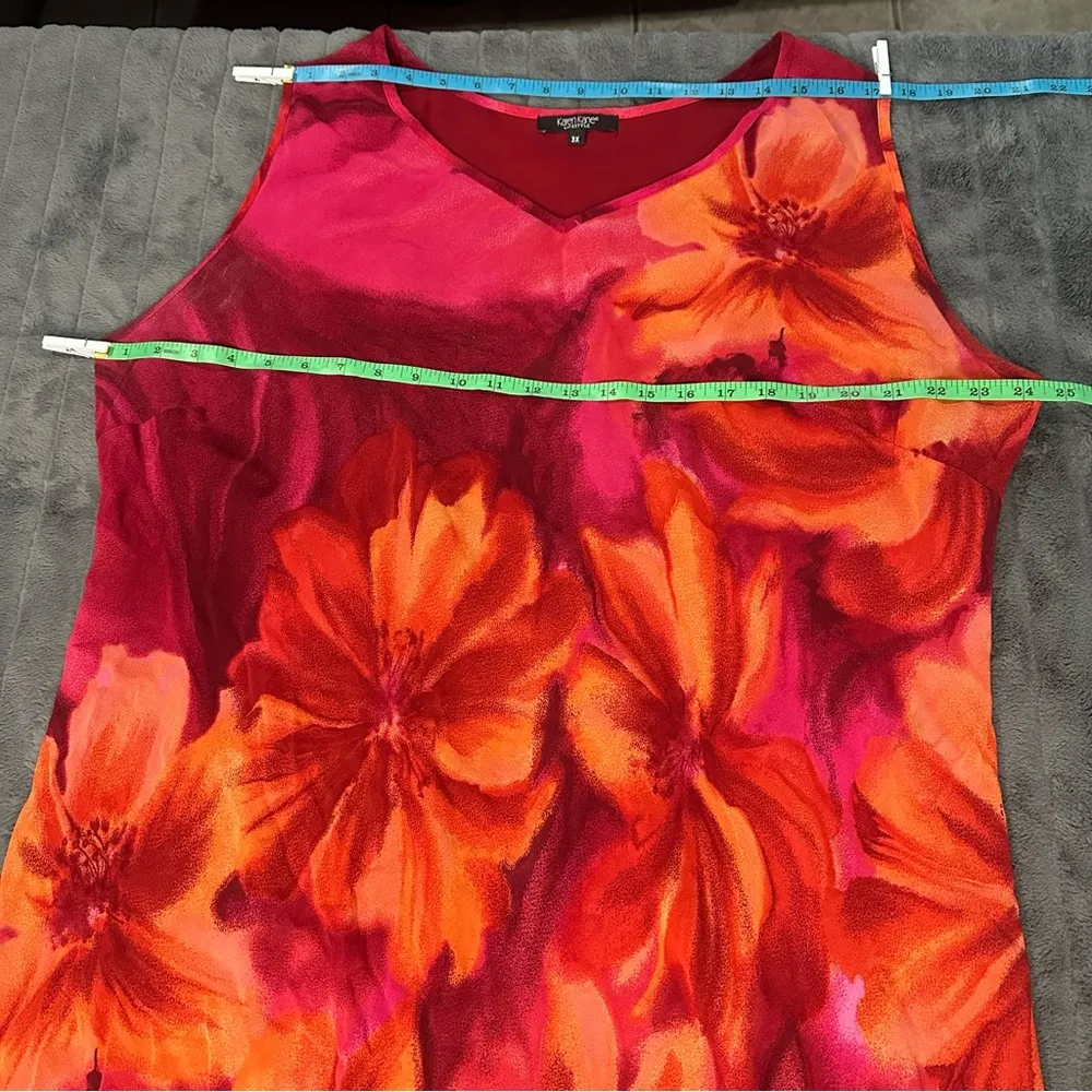 Karen Kane Red and Orange Sheath Midi Dress V-neck Sleeveless - Image 5