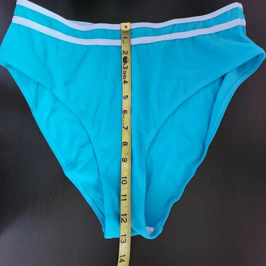 AI'IMAGE Blue Bikini with Light Blue Trim and High Waist Bottoms NWT Size XL - Image 14
