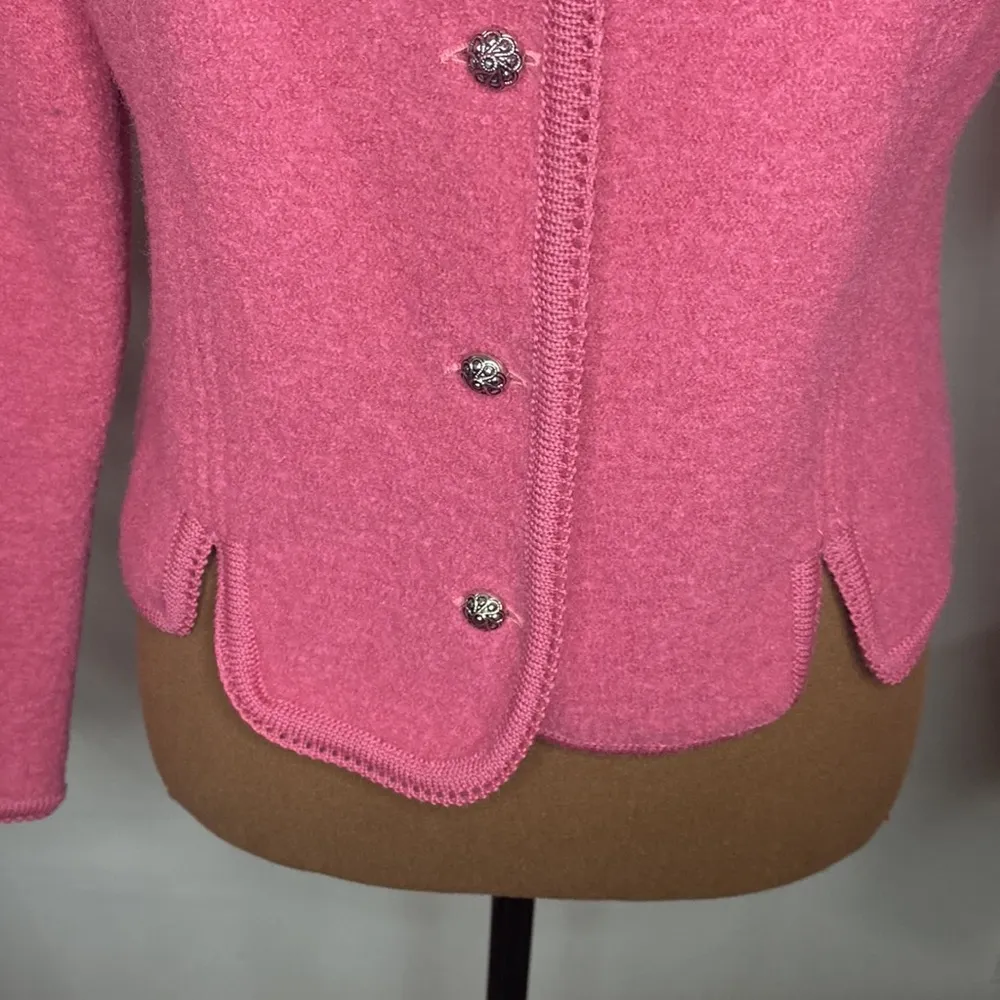 Alpen Lander vintage genuine boiled wool tipped blazer pink made in Austria XS - Image 7