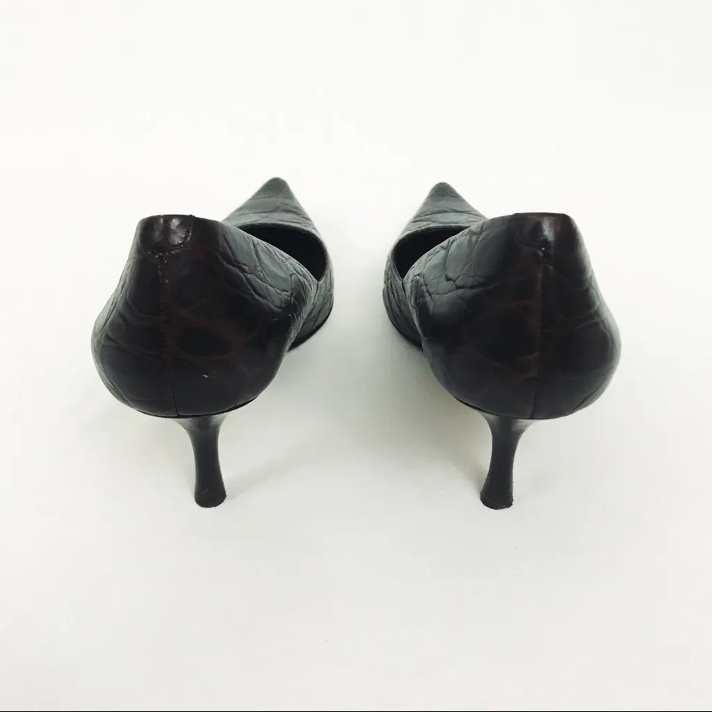 Nine West Nuncio Croc Pumps in Dark Brown | Size 7.5 - Image 7