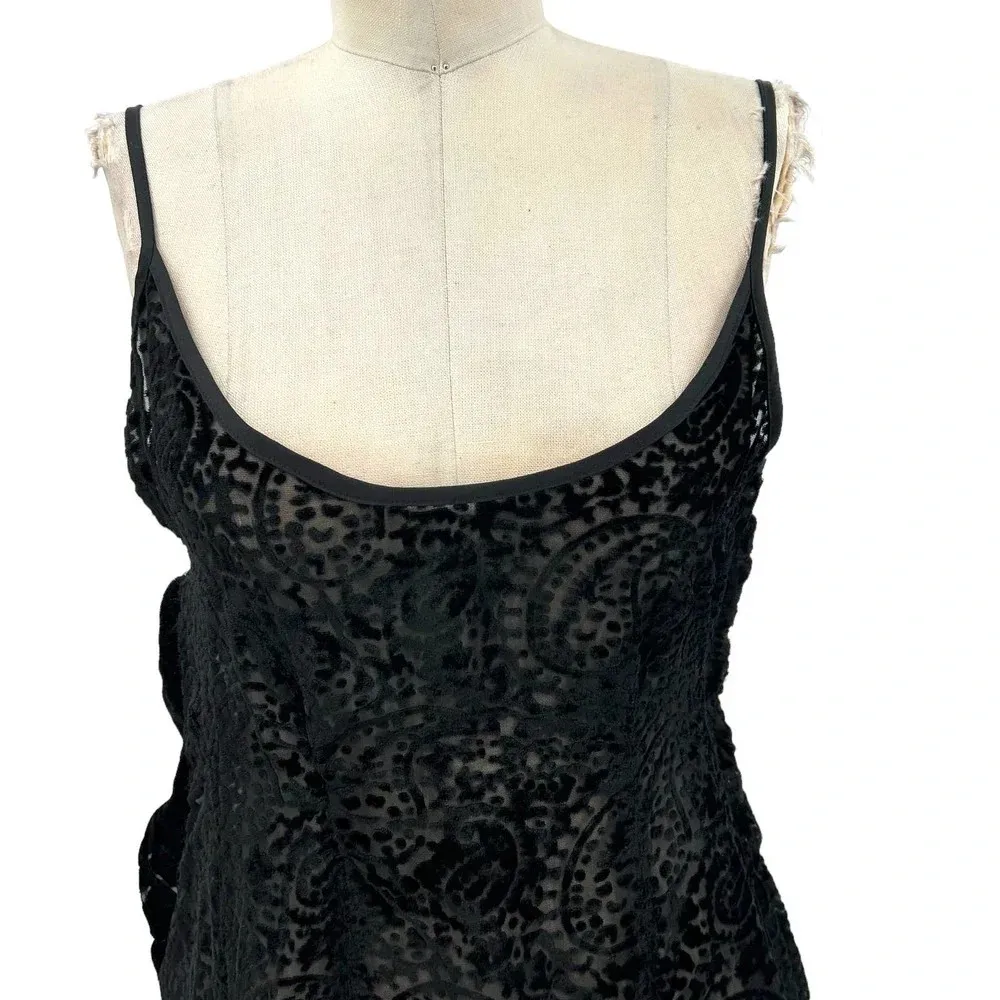 Free People Intimately Black Burnout Velvet Slip Dress Size‎ XS - Image 2