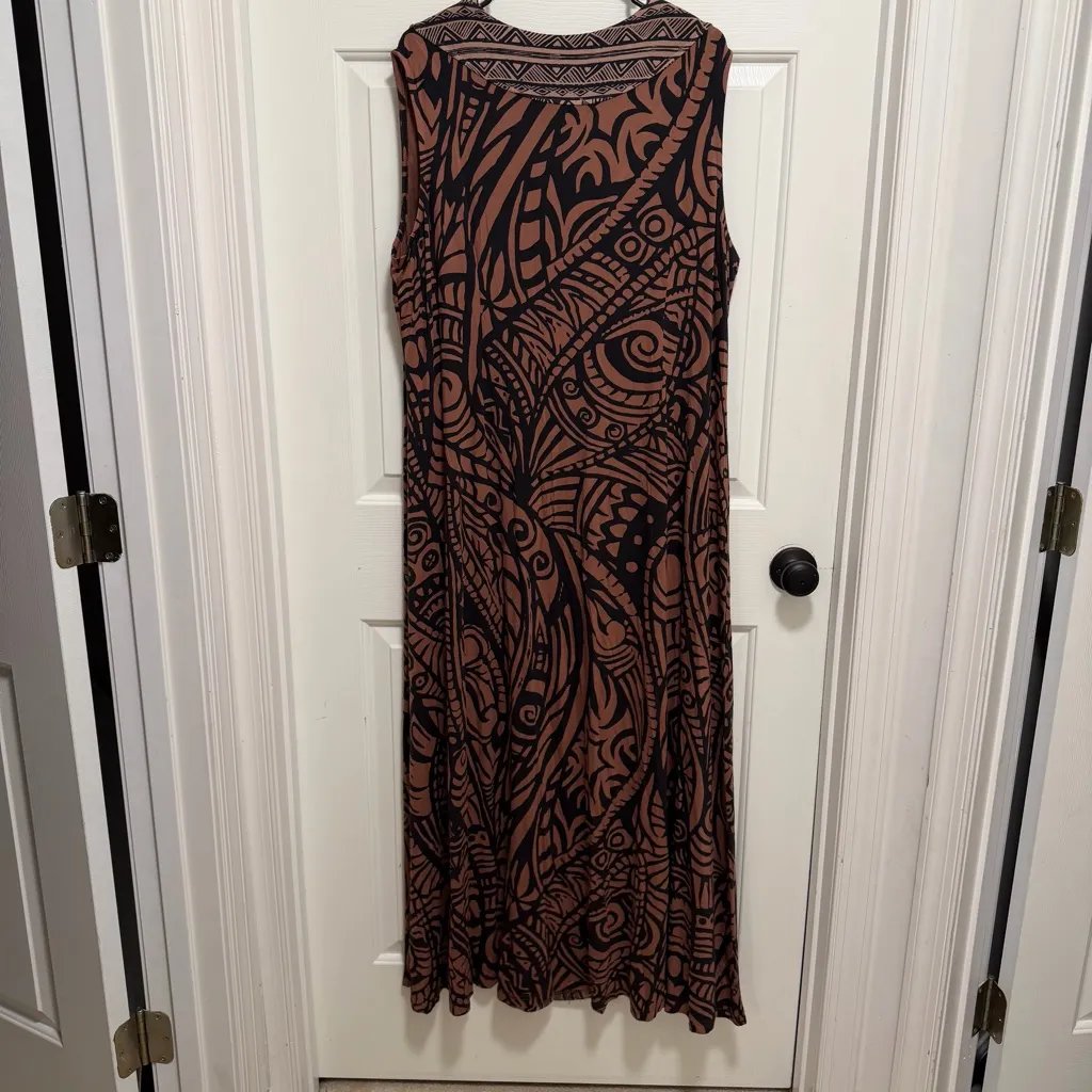 Soft Surroundings Serengeti Dress Maxi Brown Black Large 1X - Image 3