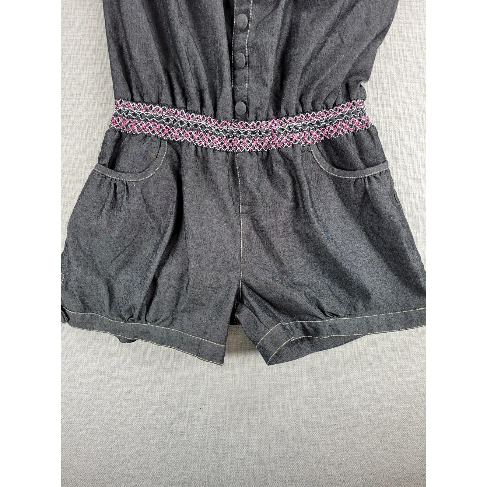 Zawary Womens Romper Shorts Size L Gray‎ Tribal Embroidered Strapless Casual Gray Size L - Image 6