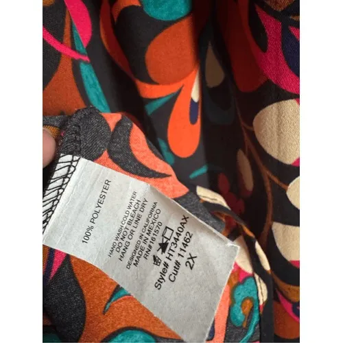 Haptics‎ Women's Floral Paisley Tie Neck Long Sleeve Peasant Top sz 2X Boho Fall Pink - Image 5