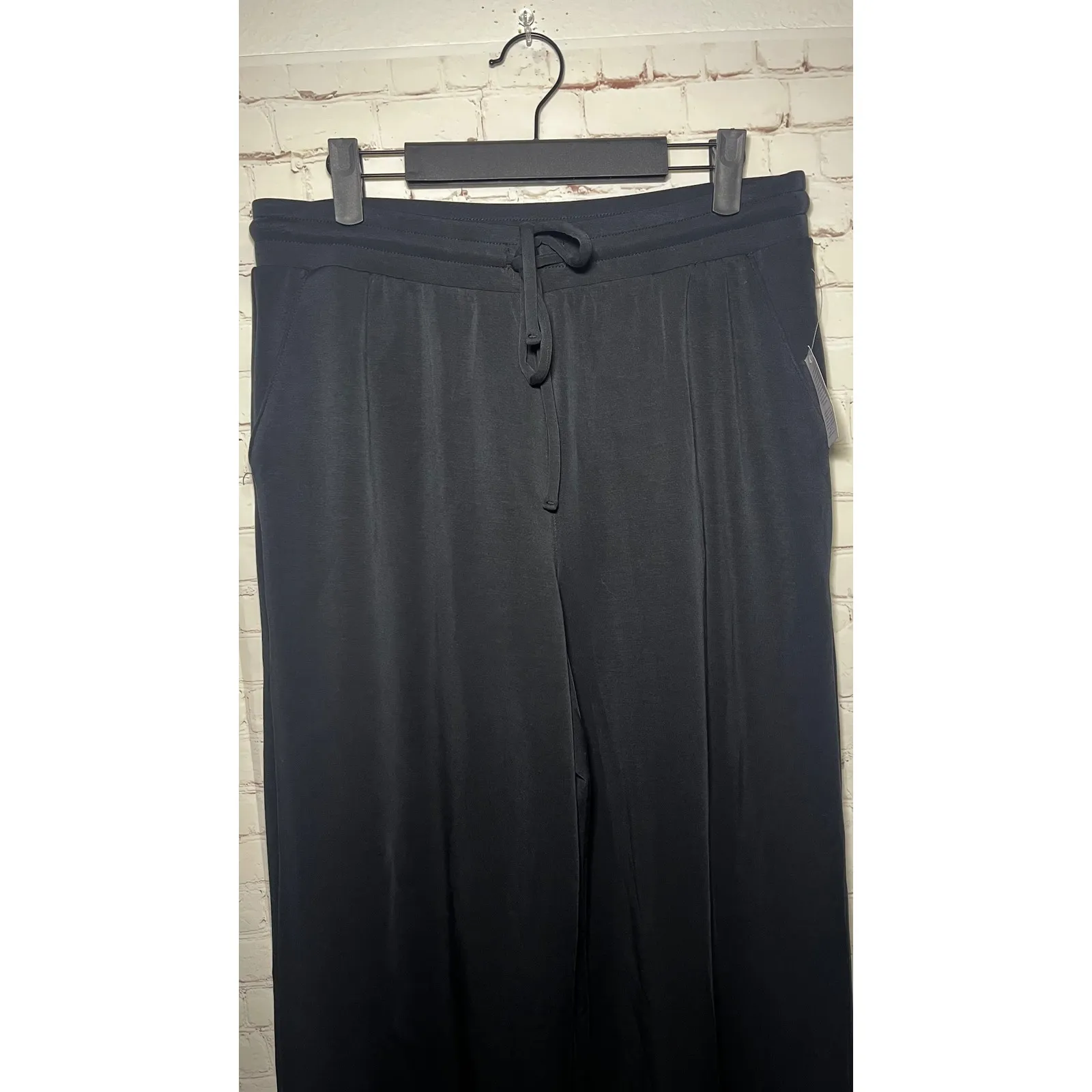 NWT Lands End Black Wide Leg Drawstring Waist Lounge Dress Pants Women's Size M - Image 8