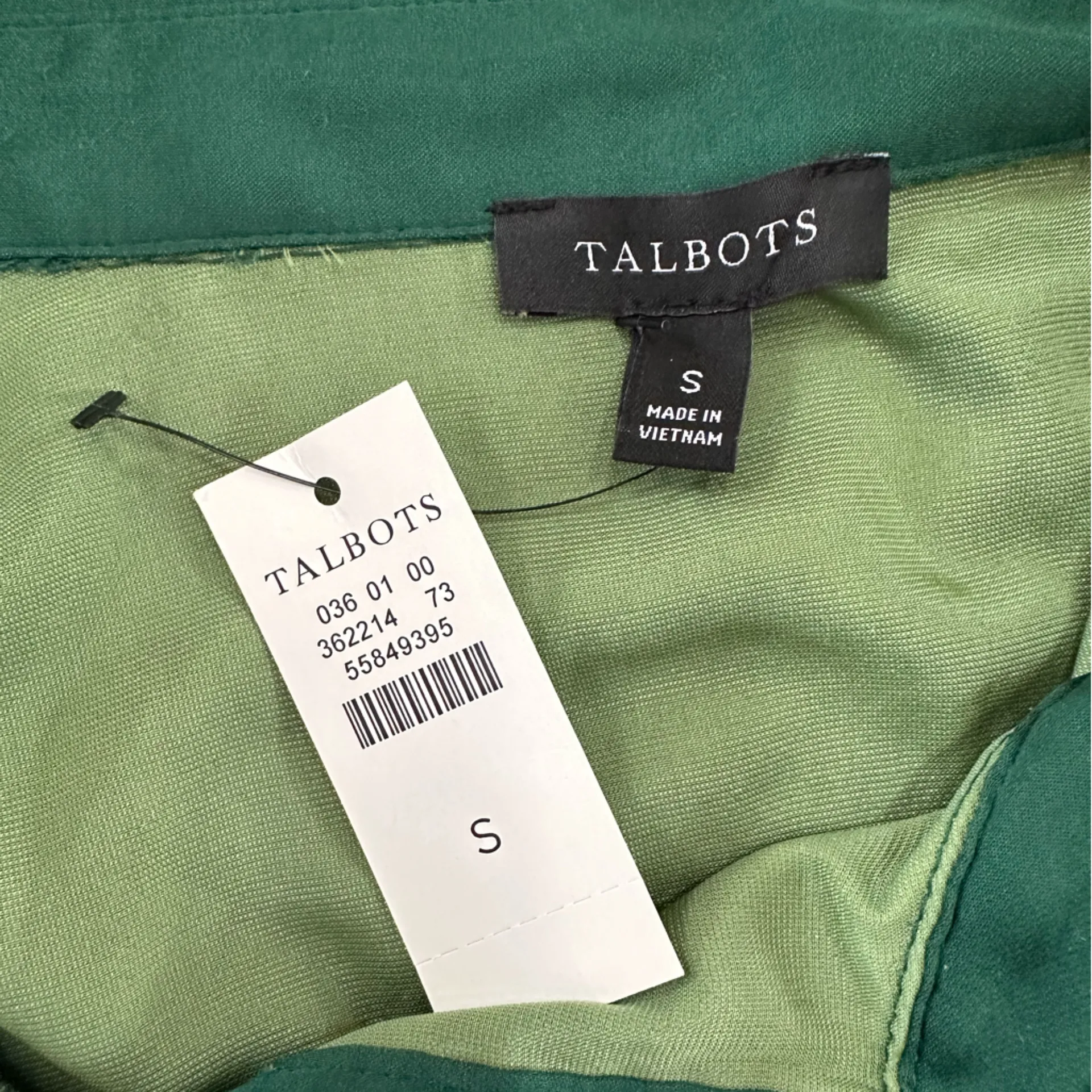 Talbots Green Velvet Popover Shirt Dress Midi Length Long Sleeves Silver Buttons - Image 7