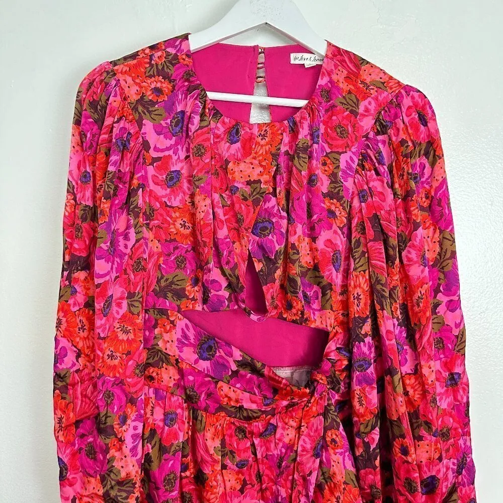 FOR LOVE & LEMONS Lauren Long Sleeve Mini Dress in Red Size Small - Image 6