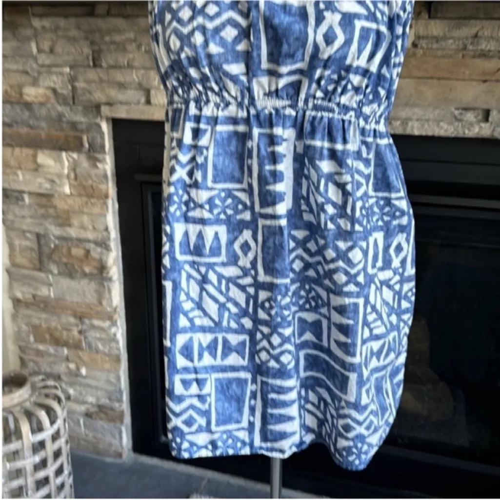 Reyn Spooner Blue Geometric Strapless Top Size L - Image 7