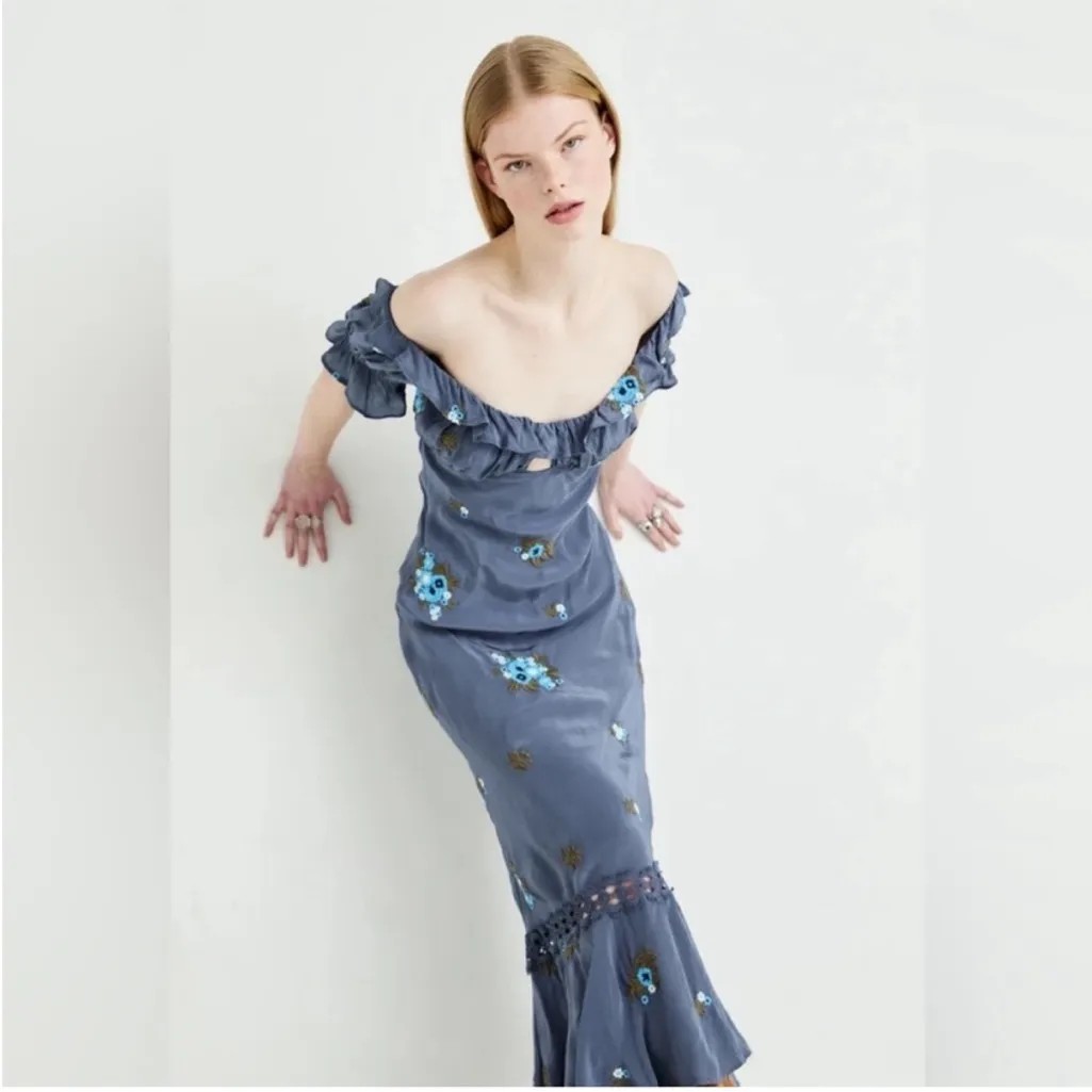 Free People Bali Santa Cruz Maxi Embroidered Floral Dress S - Image 5