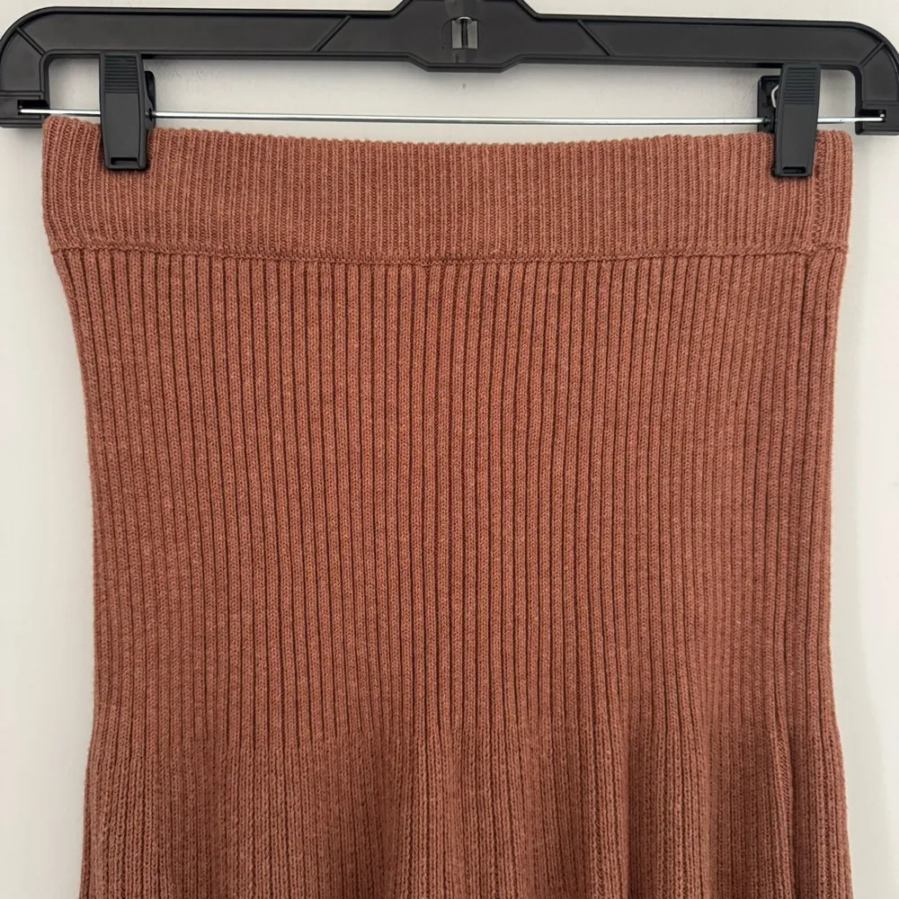 Free People Solid Gold Knit Skirt Cocoa Heather - Image 5