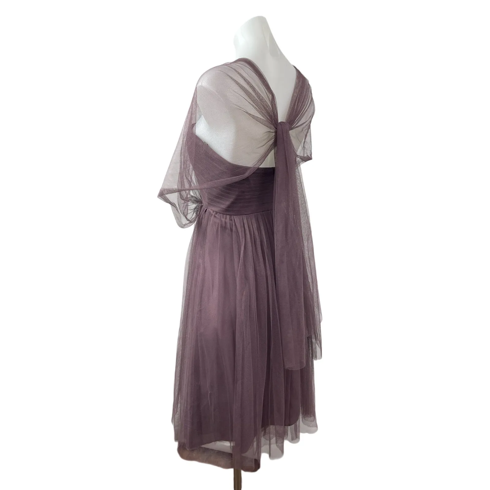 Jenny Yoo Mesh Sheer Tulle Cape Sleeve Convertible Mini Cocktail A-Line Dress 8 - Image 4