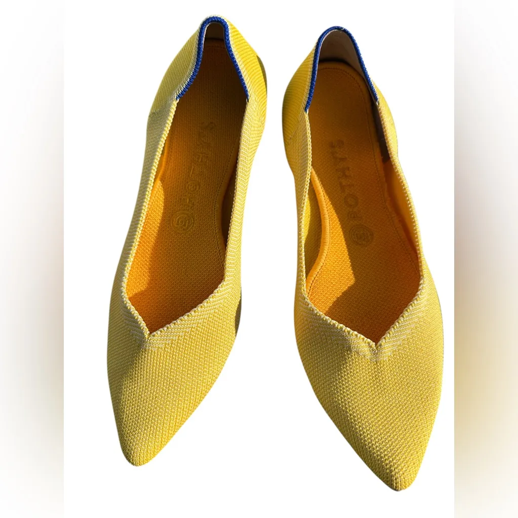 Rothy's The Point Yellow Shoes Flats Women's 9, PREOWED Used.🍋 - Image 2