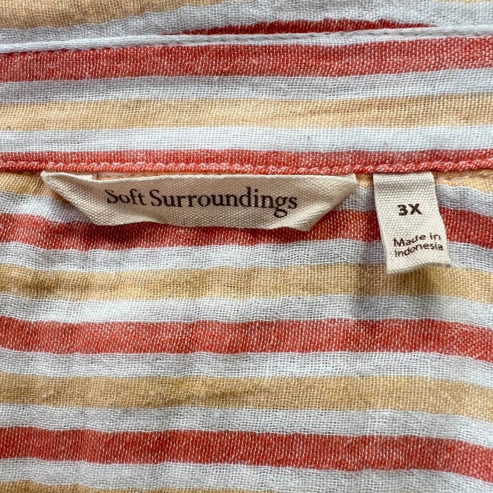 Soft Surroundings Button Down Shirt Striped 100% Cotton Long Sleeve Top Size 3X - Image 4