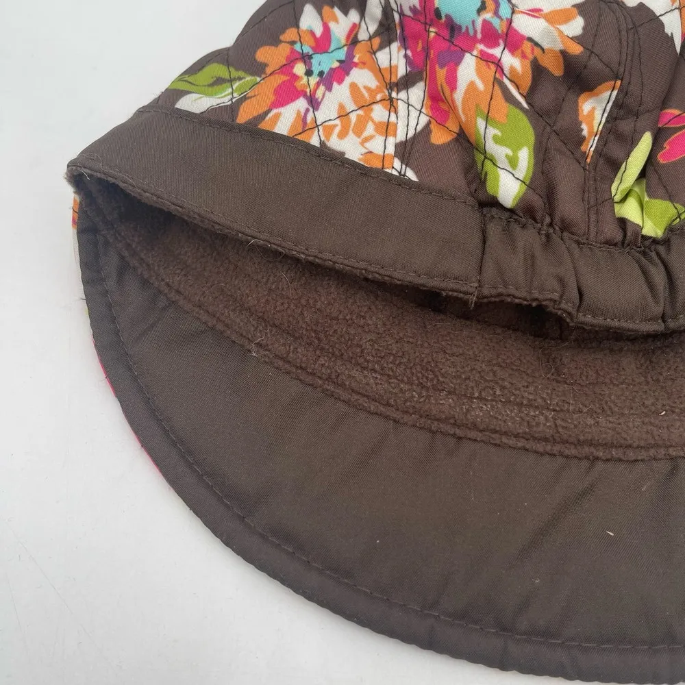 VERA BRADLEY Hat Cap English Rose Newgirl Cozy Fleece Lining Brown Casual Fall - Image 9