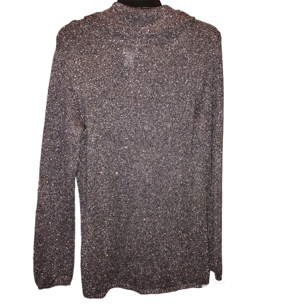 Chico’s‎ Metallic Glitter Cowl Turtleneck Sweater Silver Grey 1 - Image 2