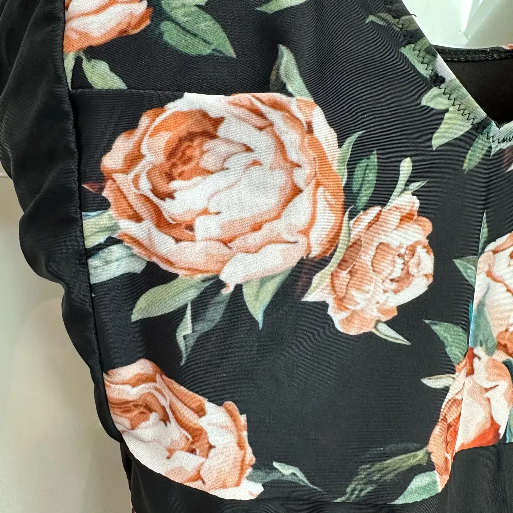 CUPSHE Happy Time Watercolor Floral Print One-Piece Swimsuit Plus Size 0X - Image 4