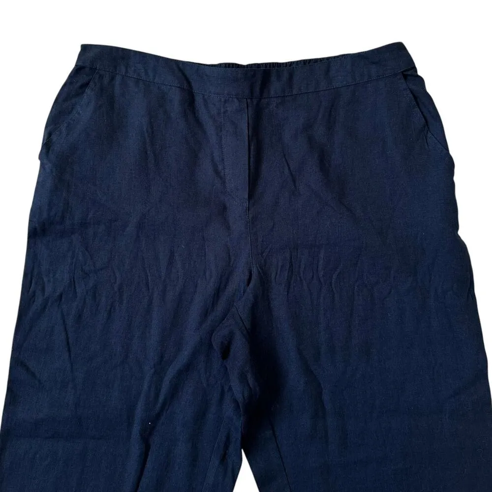Dana Buchman Blue Linen Cropped Pants Women Size Large NWT | 68-36 - Image 3