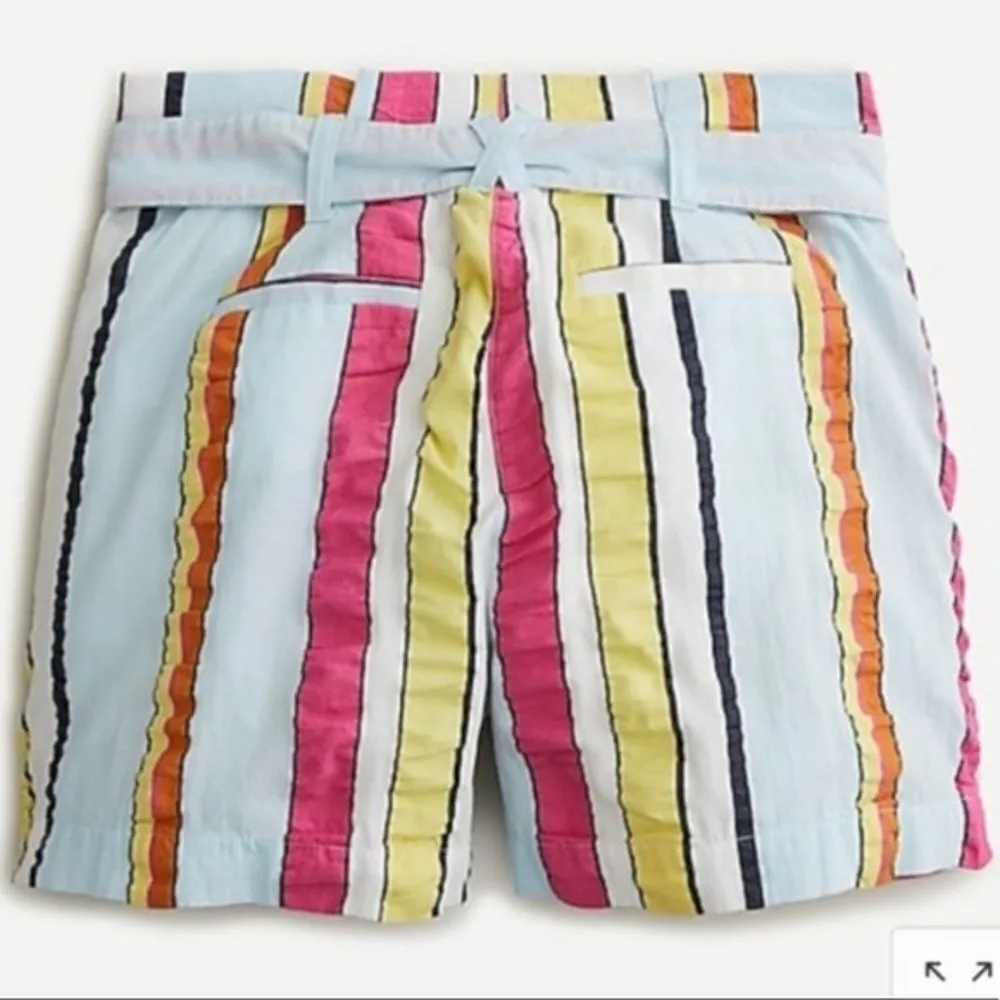J. Crew Paper Bag Seersucker Stripe Ribbon Shorts Size 10 - Image 5