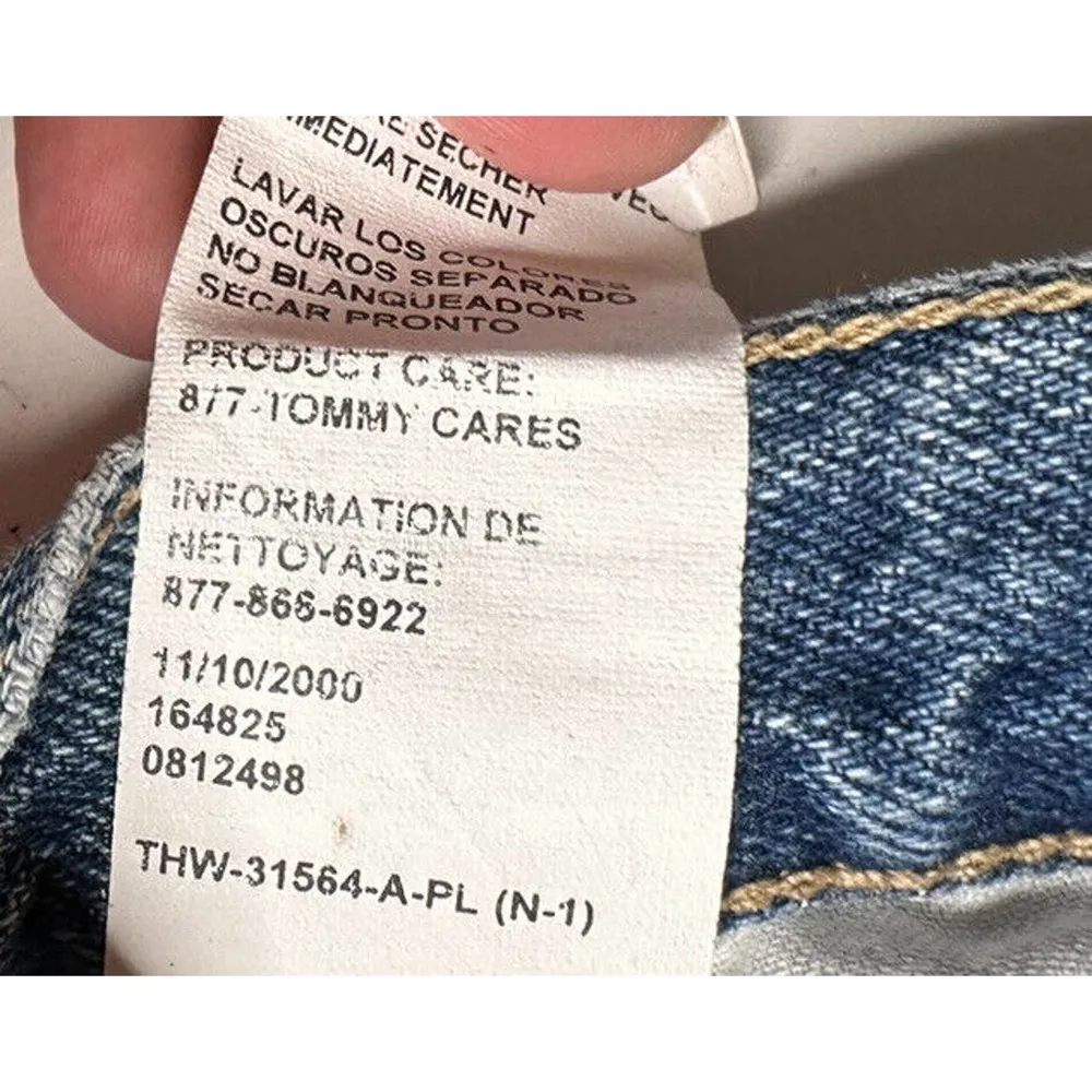 Vtg Tommy Hilfiger TH Embroidered Logo Waistband Straightleg Jeans Y2K Womens 6 - Image 11