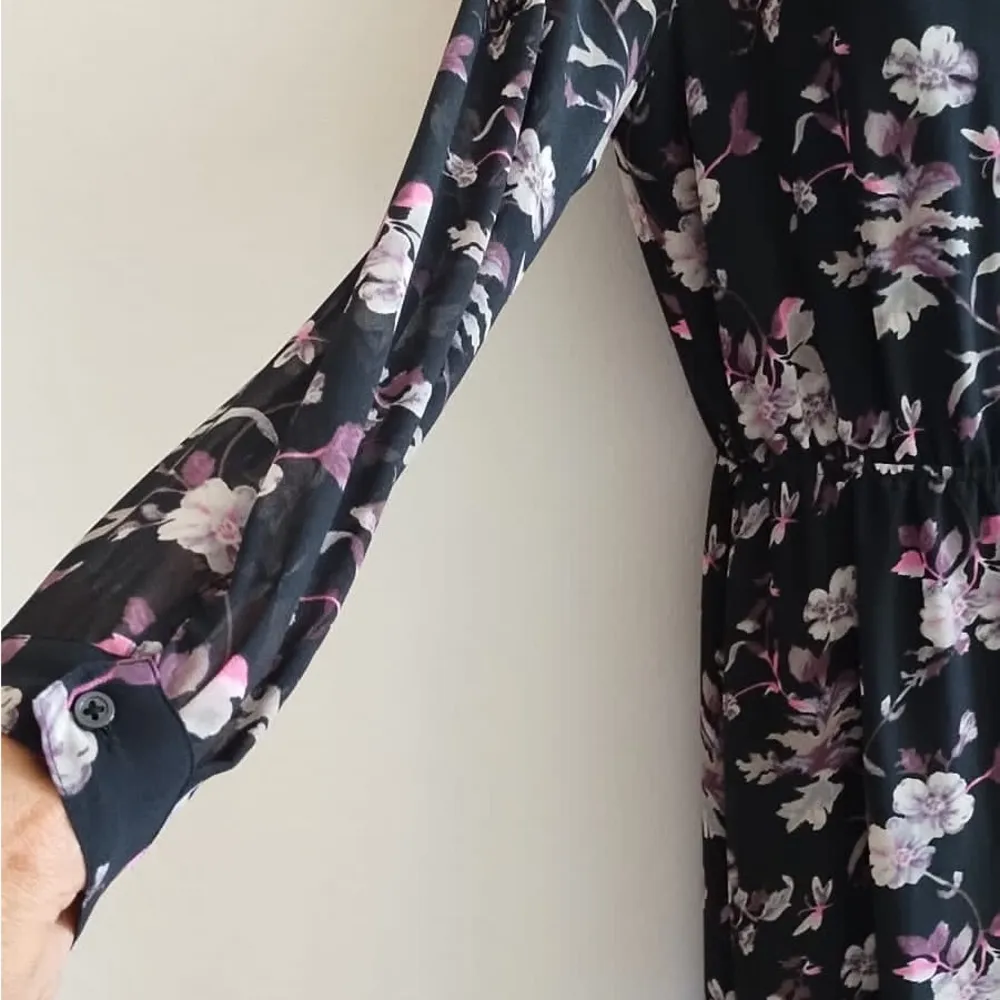 Victoria's Secret Button Maxi Dress Womens Small Floral Black And Purple - Image 3