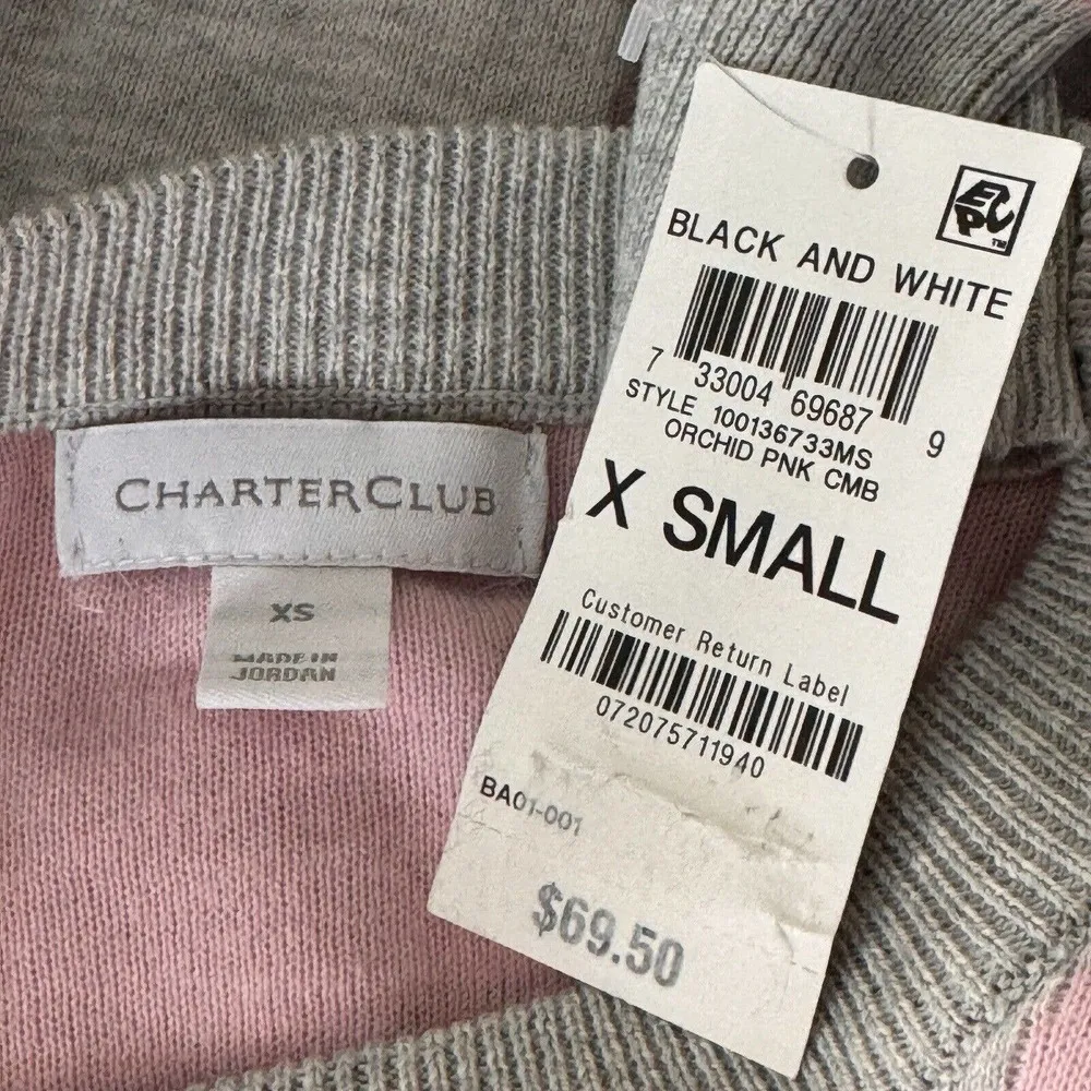 Charter Club X-Small Sweater Polka Dots Long Puff Sleeves Stretch Crew Neck New - Image 6