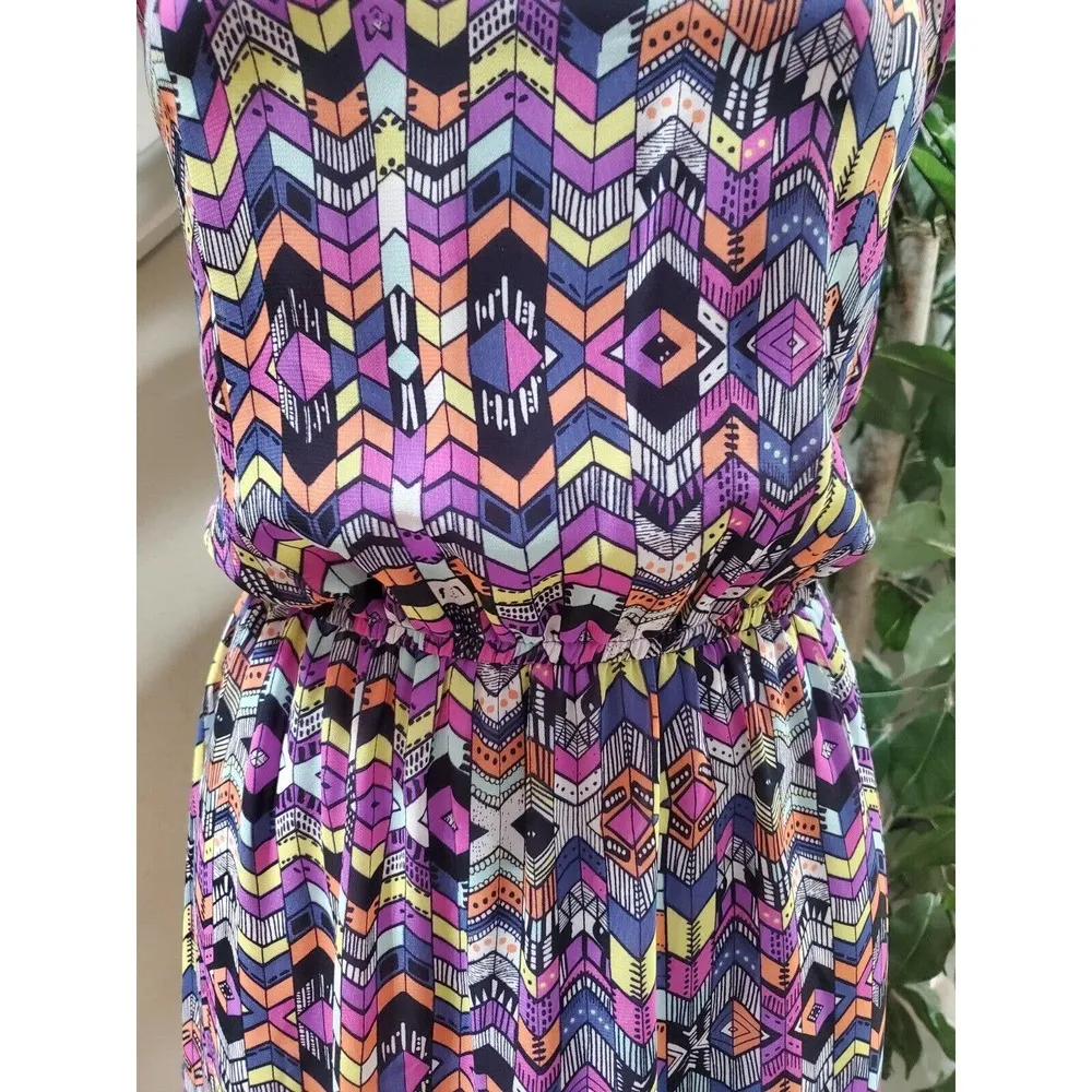 Alya Women's Multicolor Polyester Scoop Neck Sleeveless Long Maxi Dress Size M - Image 3